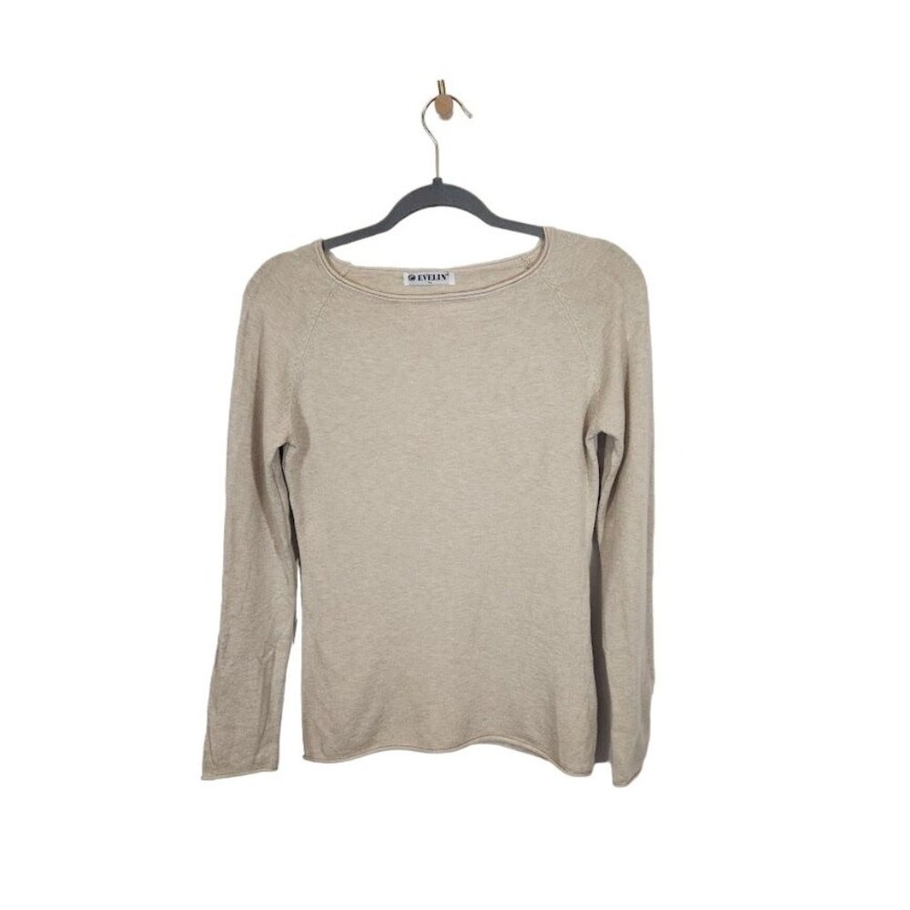 Evelin Round Neck Long‎ Sleeve Lightweight Modal Sweater in Oatmeal - Size M
